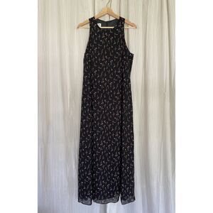 Vintage Jones Wear Dress Womens 12 Ditsy Floral Maxi Modest Cottage Prairie Pink